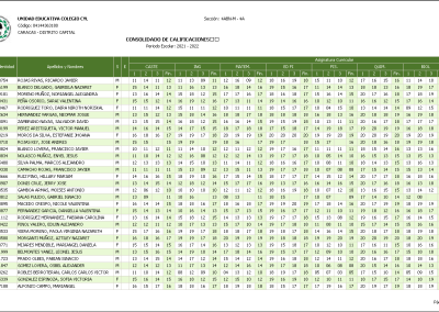 Consolidado de Calificaciones