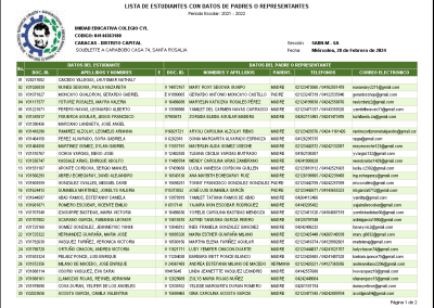 Lista de Estudiantes y Representantes